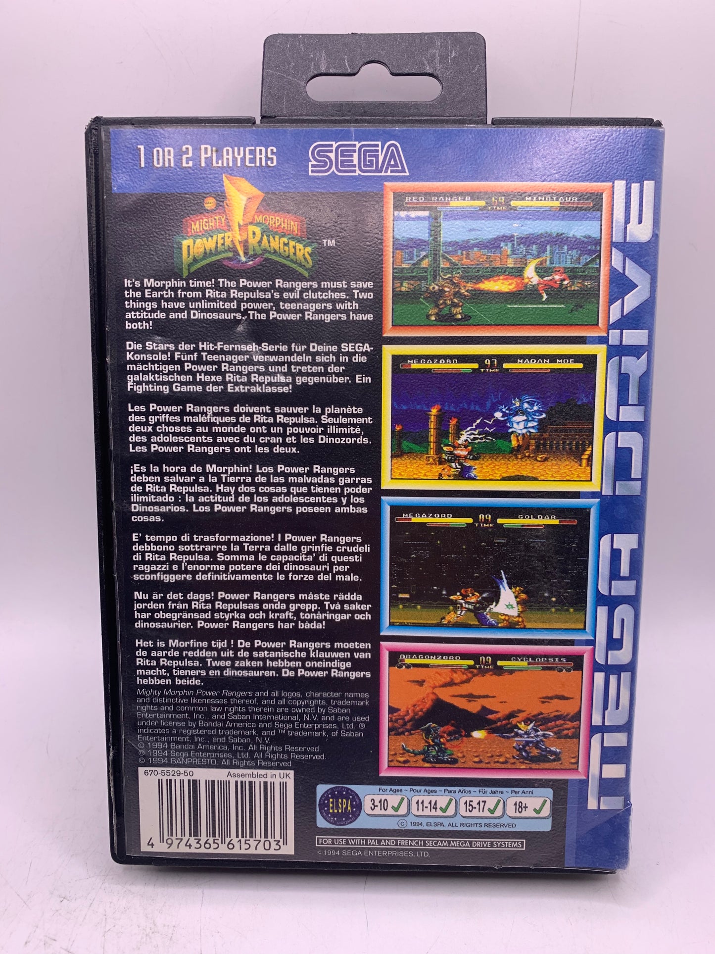 Mighty Morphin Power Rangers (Lichte beschadiging case) - Sega Mega Drive