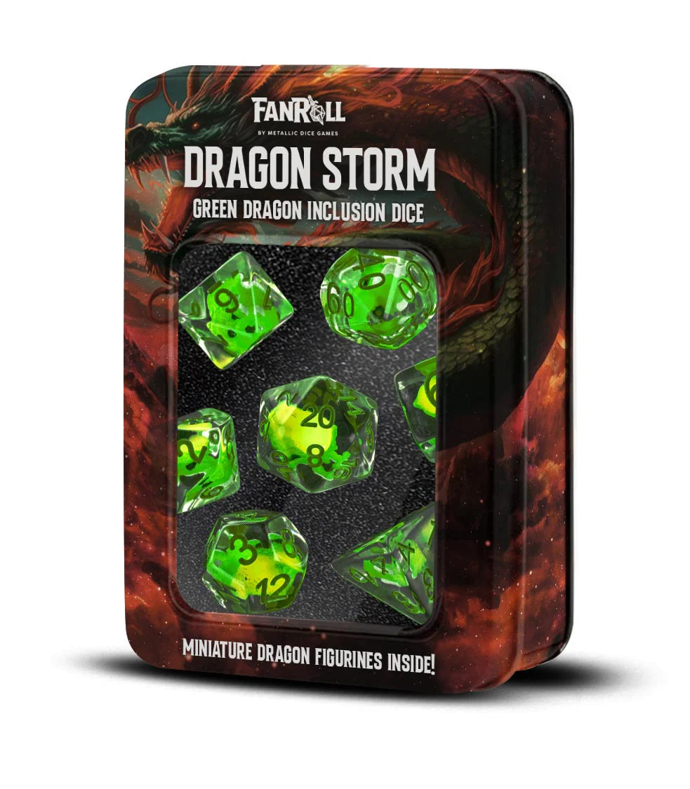 Dragon Storm Dice set - Green Resin Coloured