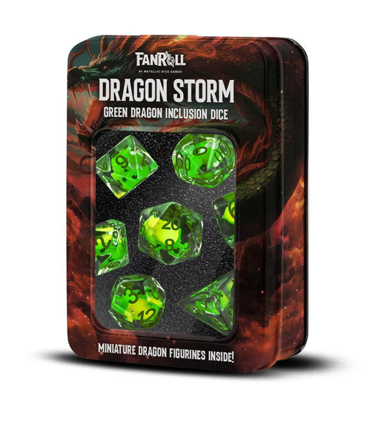 Dragon Storm Dice set - Green Resin Coloured