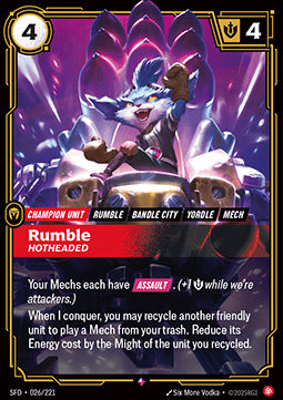 Rumble, Hotheaded (V.1 - Rare) - Spiritforged (Rare) [SFD-026]