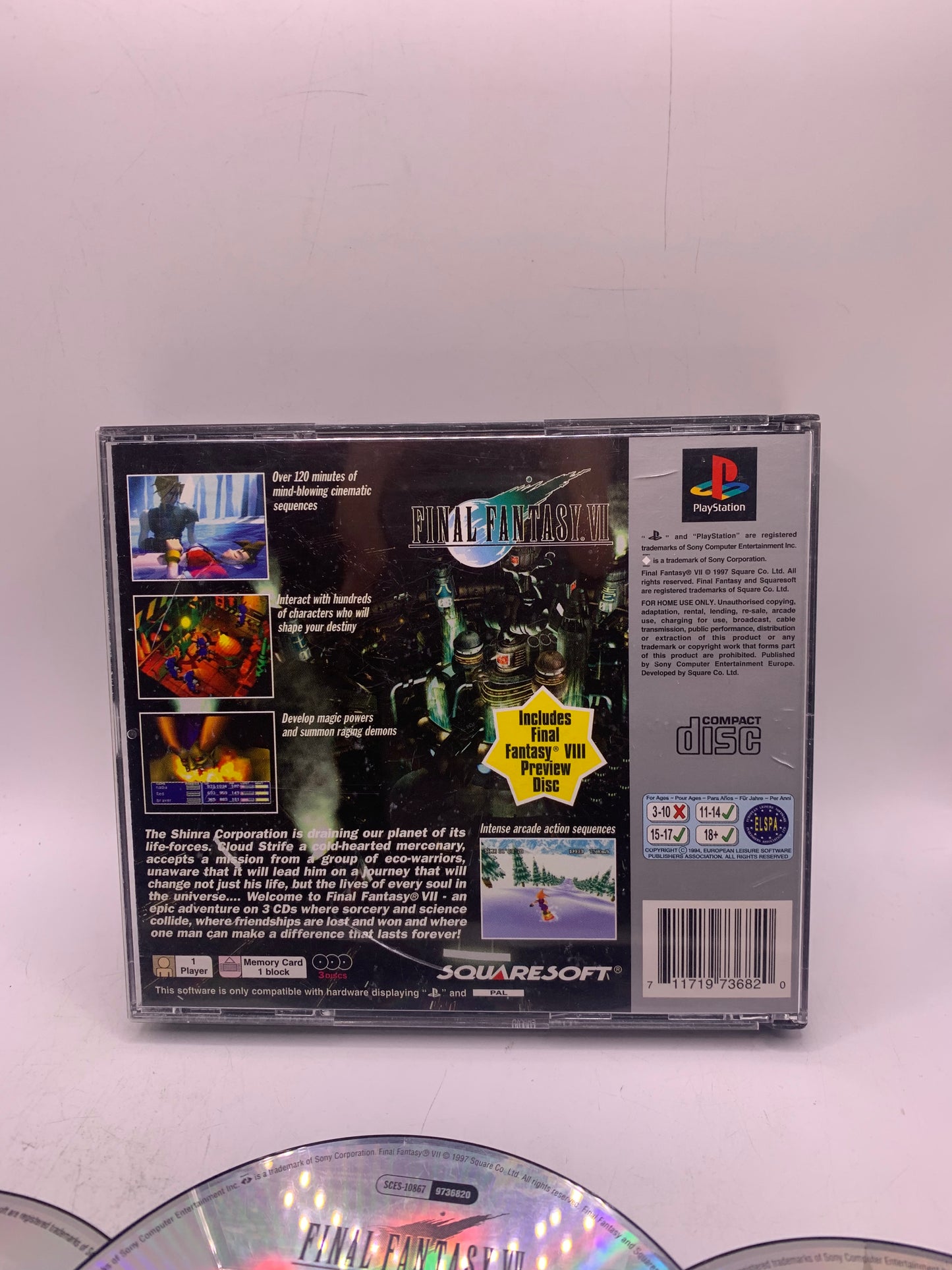 Final Fantasy VII (Platinum, geen handleiding, barts in case, met demo disc) - Playstation