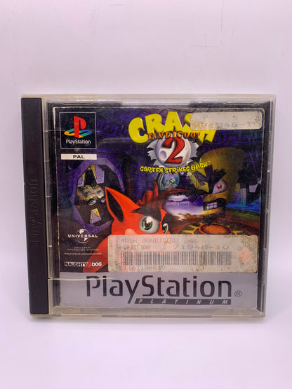 Crash Bandicoot 2: Cortex Strikes Back (Platinum, case zeer gebruikt, geen cover) – PlayStation