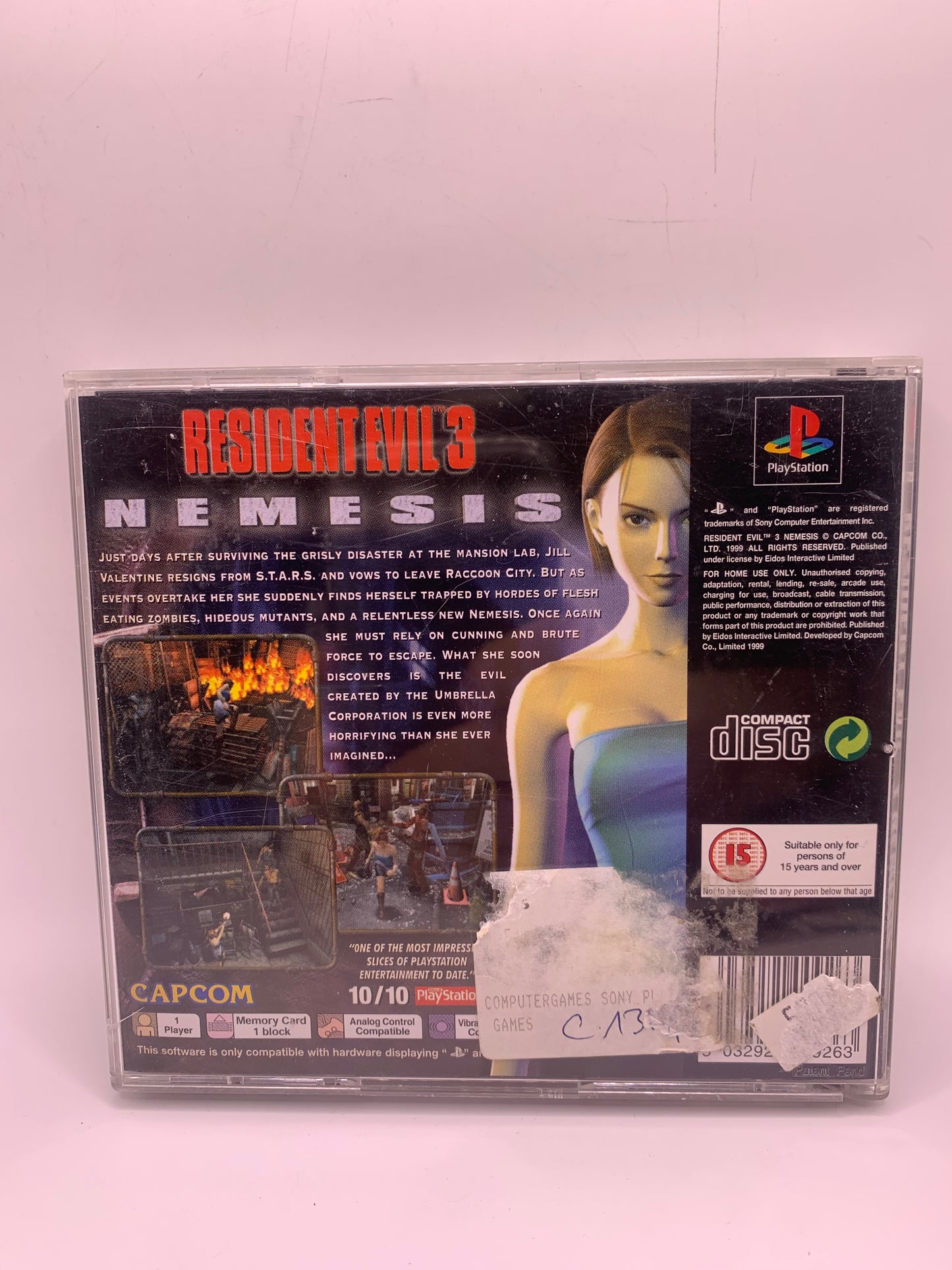 Resident Evil 3: Nemesis (Sticker achterzijde) – PlayStation