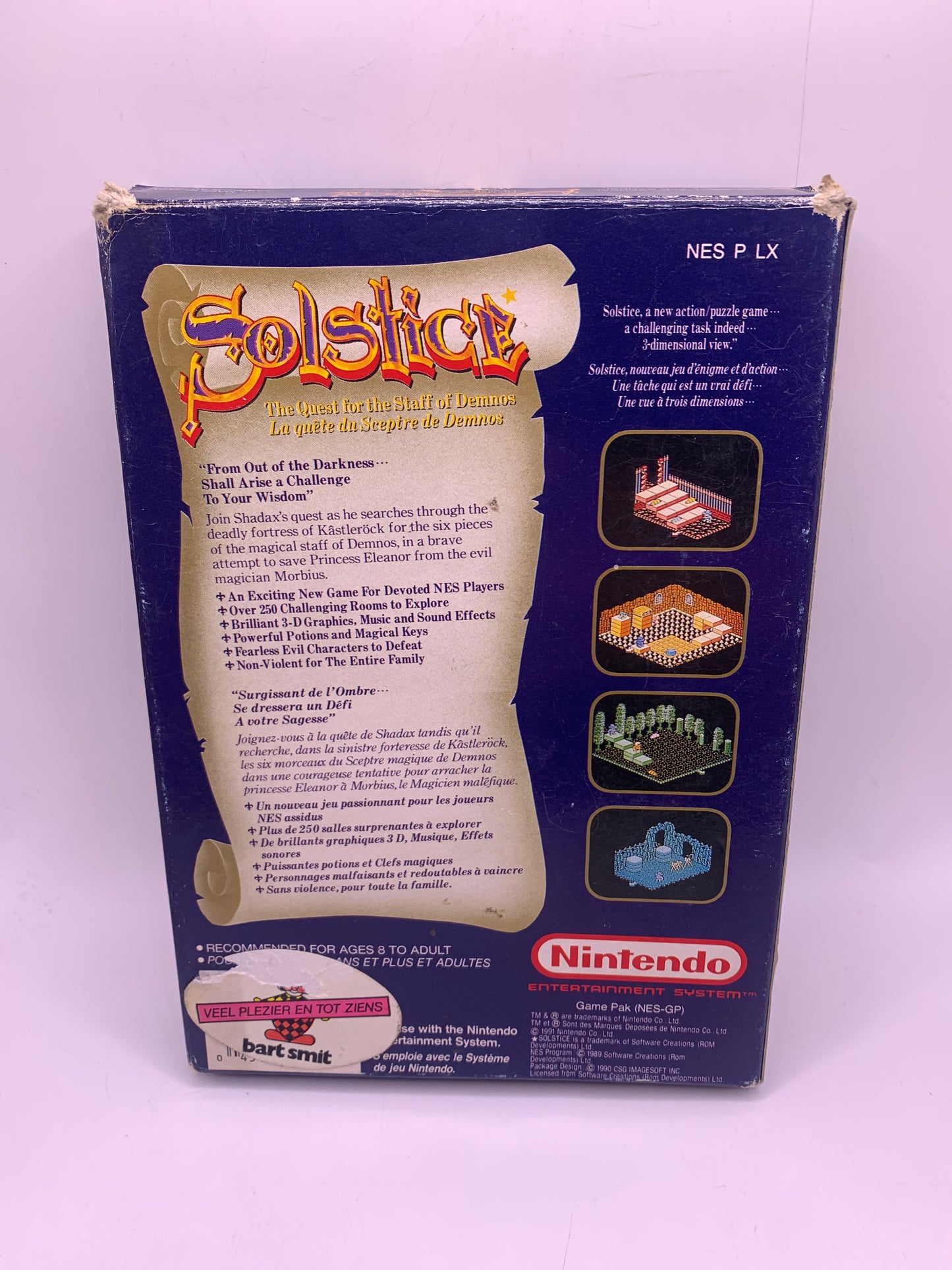 Solstice: The Quest for the Staff of Demnos (Boxed, geen handleiding, sticker) - NES