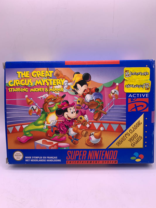 The Great Circus Mystery Starring Mickey & Minnie (CIB, sticker voor, gebruikt) - SNES