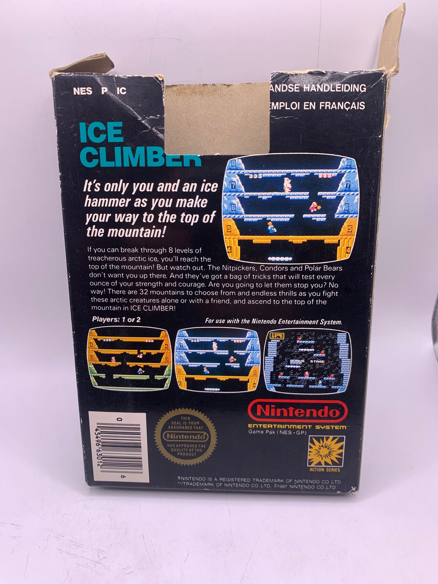 Ice Climber (CIB, 5 screw) (Doos boven kapot) - NES