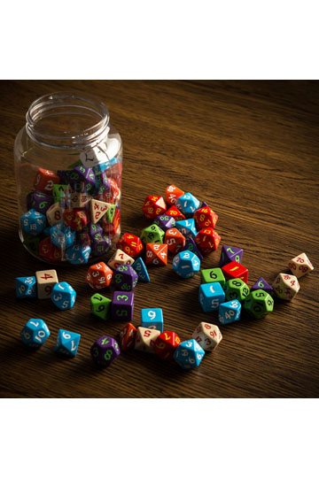 Round Jar of classic RPG Dice (80 Pcs)