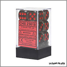 Translucent Smoke/Red d6 16mm 12 dice - Dice