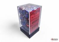 Gemini Blue-Red/Gold d6 16mm 12 dice - Dice