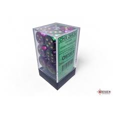 Gemini Green-Purple/gold d6 16mm 12 dice - Dice