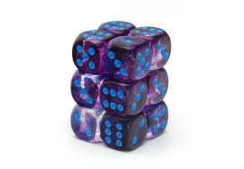 Nebula Nocturnal/Blue d6 16mm 12 dice - Dice