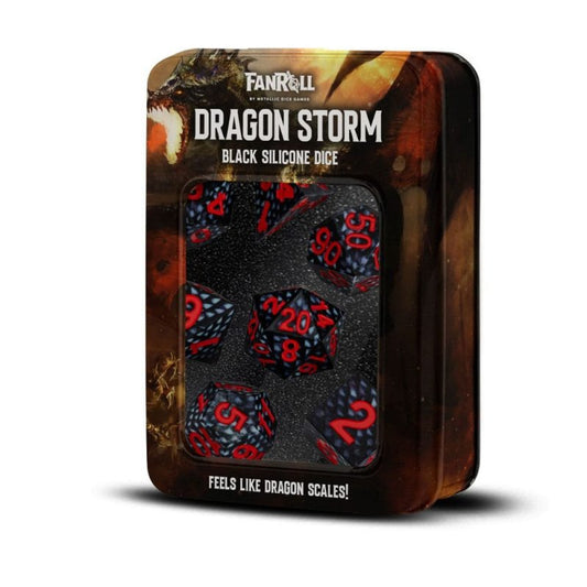 Dragon Storm Sharp Edge Silicone Dice Set Black Dragon Scales (7)